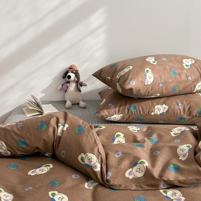 91家纺网 家纺一手货源 找家纺 棉眠 2024春季新款40支13070全棉卡通四件套 考拉