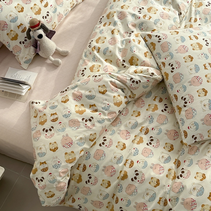 91家纺网 家纺一手货源 找家纺 棉眠 2024春季新款40支13070全棉卡通四件套 甜甜圈