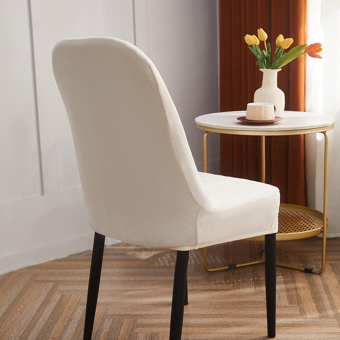 91家纺网 家纺一手货源 找家纺 丝绮鹿 2024新款毛绒纯色弧形椅子套 米白