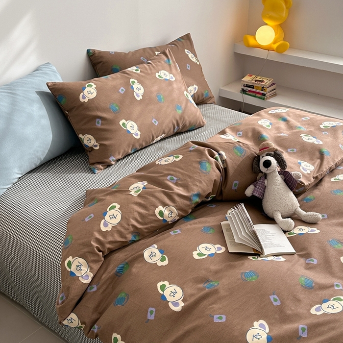 91家纺网 家纺一手货源 找家纺 棉眠 2024春季新款40支13070全棉卡通四件套 考拉