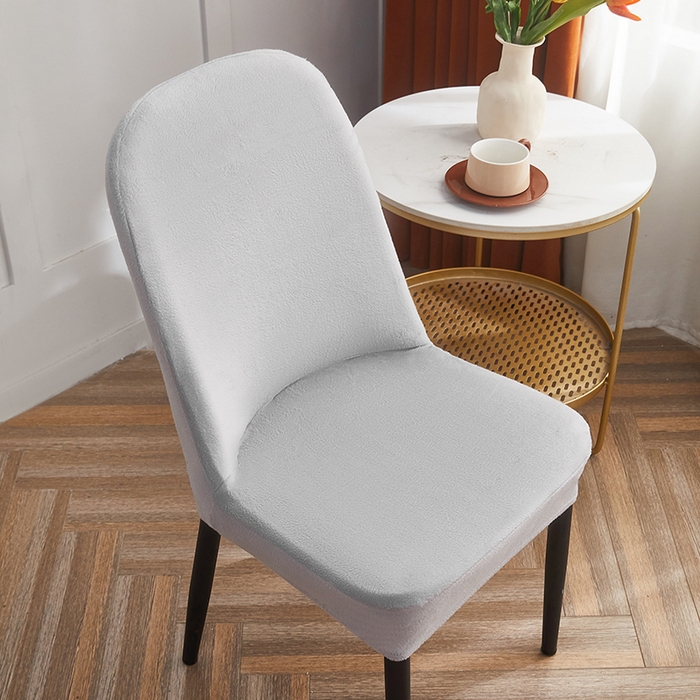 91家纺网 家纺一手货源 找家纺 丝绮鹿 2024新款毛绒纯色弧形椅子套 灰色