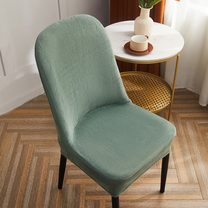 91家纺网 家纺一手货源 找家纺 丝绮鹿 2024新款毛绒纯色弧形椅子套 青色