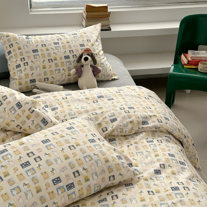 91家纺网 家纺一手货源 找家纺 棉眠 2024春季新款40支13070全棉卡通四件套 彼得兔