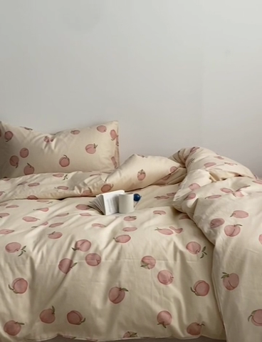 91家纺网 家纺一手货源 找家纺 棉眠 2024春季新款40支13070全棉卡通四件套 甜桃