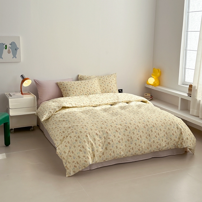 91家纺网 家纺一手货源 找家纺 棉眠 2024春季新款40支13070全棉卡通四件套 贵宾-黄