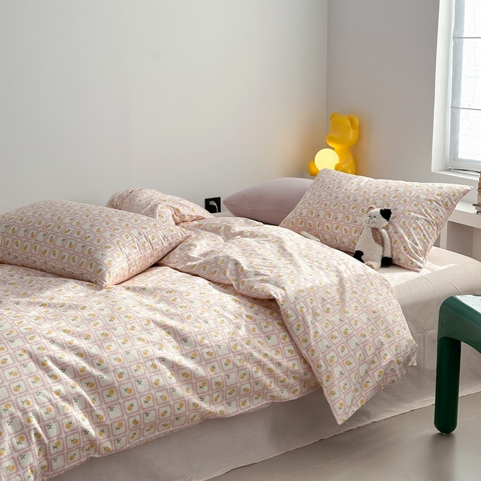 91家纺网 家纺一手货源 找家纺 棉眠 2024春季新款40支13070全棉卡通四件套 蜜夏-红