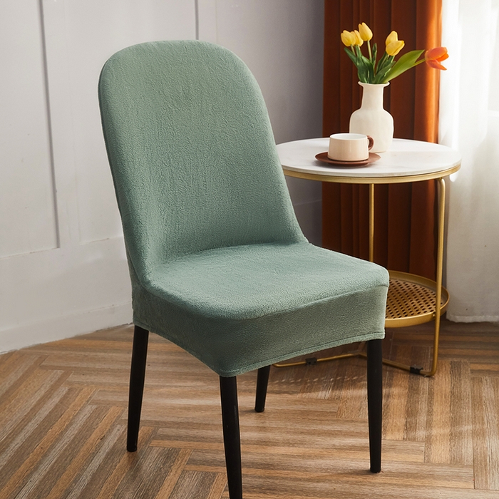 91家纺网 家纺一手货源 找家纺 丝绮鹿 2024新款毛绒纯色弧形椅子套 青色