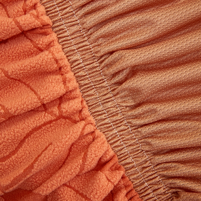 91家纺网 家纺一手货源 找家纺 丝绮鹿 2024新款羊羔绒沙发套裙边款（枫叶） 亮橙