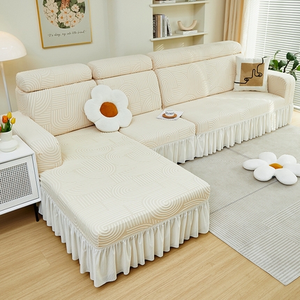 91家纺网 家纺一手货源 找家纺 （总）丝绮鹿 2024新款提花绒沙发套裙边款（圆满）