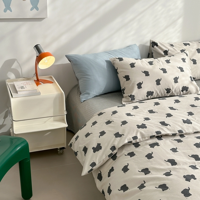 91家纺网 家纺一手货源 找家纺 棉眠 2024春季新款40支13070全棉卡通四件套 小象