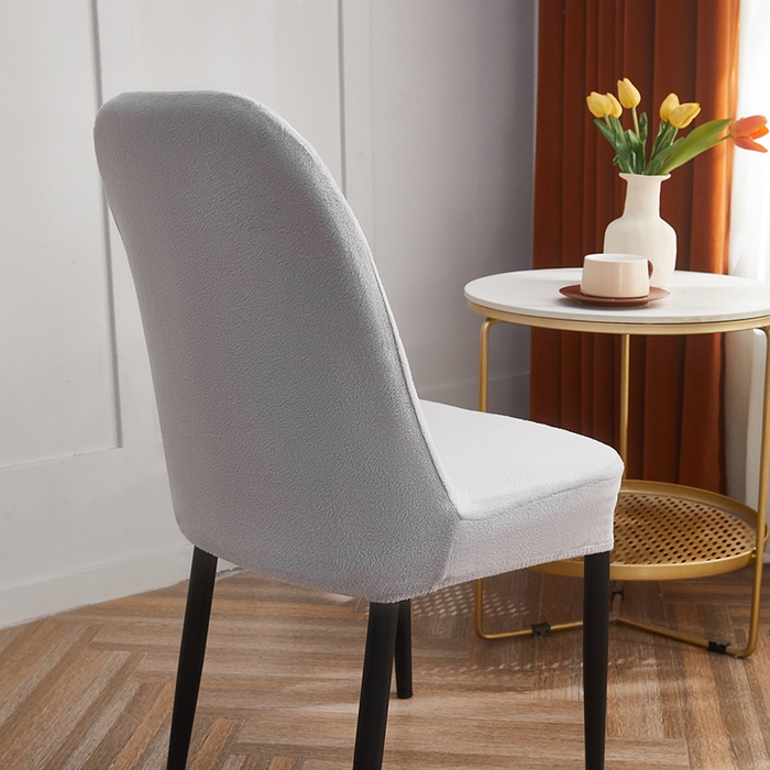 91家纺网 家纺一手货源 找家纺 丝绮鹿 2024新款毛绒纯色弧形椅子套 灰色