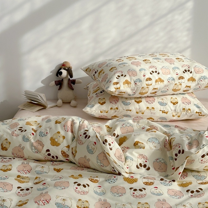 91家纺网 家纺一手货源 找家纺 棉眠 2024春季新款40支13070全棉卡通四件套 甜甜圈