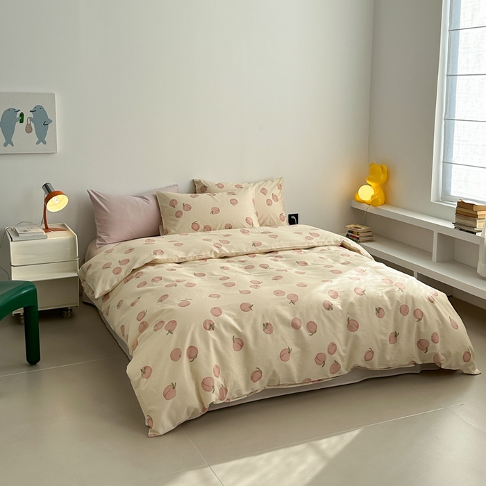 91家纺网 家纺一手货源 找家纺 棉眠 2024春季新款40支13070全棉卡通四件套 甜桃