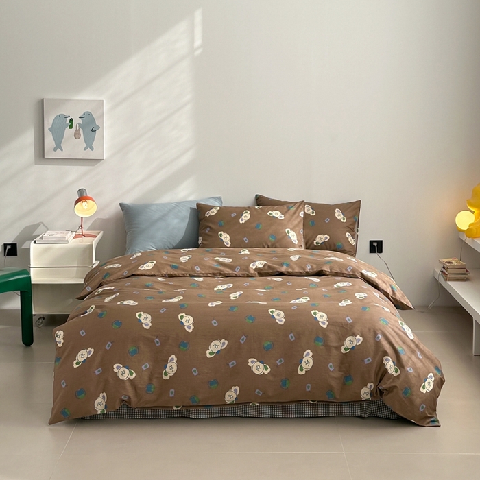 91家纺网 家纺一手货源 找家纺 棉眠 2024春季新款40支13070全棉卡通四件套 考拉