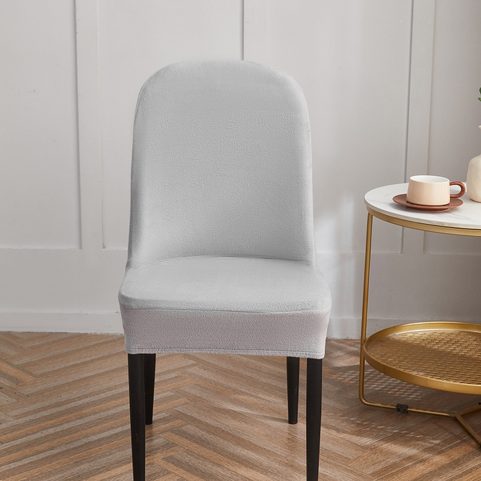 91家纺网 家纺一手货源 找家纺 丝绮鹿 2024新款毛绒纯色弧形椅子套 灰色