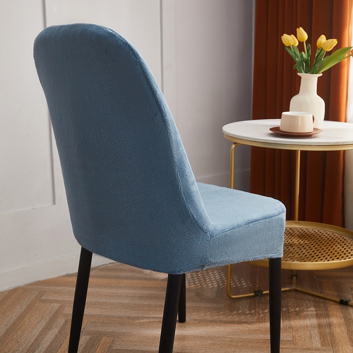 91家纺网 家纺一手货源 找家纺 丝绮鹿 2024新款毛绒纯色弧形椅子套 蓝灰