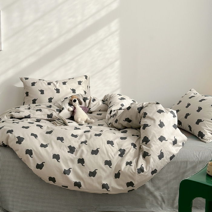 91家纺网 家纺一手货源 找家纺 棉眠 2024春季新款40支13070全棉卡通四件套 小象