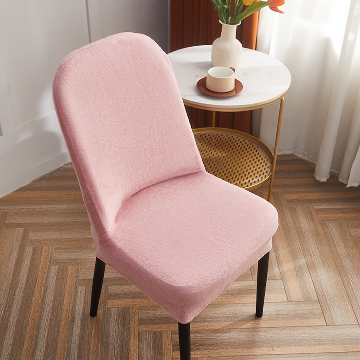 91家纺网 家纺一手货源 找家纺 丝绮鹿 2024新款毛绒纯色弧形椅子套 粉色