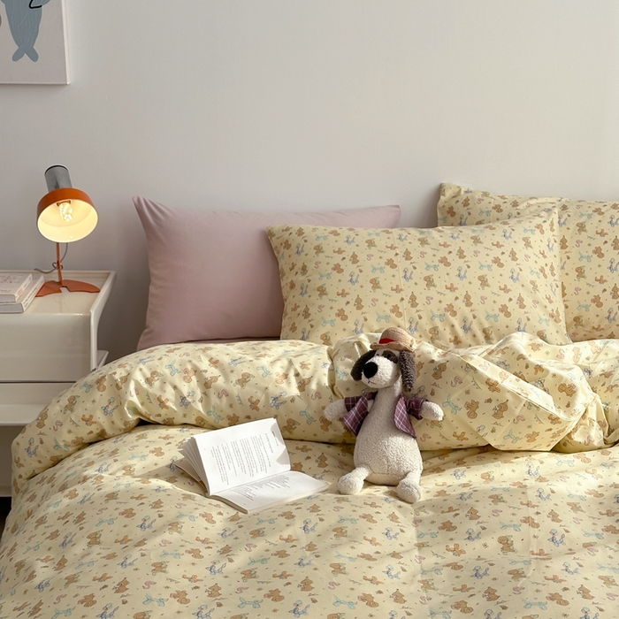 91家纺网 家纺一手货源 找家纺 棉眠 2024春季新款40支13070全棉卡通四件套 贵宾-黄