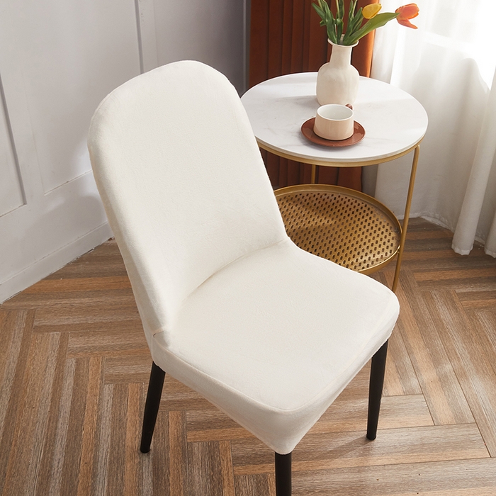 91家纺网 家纺一手货源 找家纺 丝绮鹿 2024新款毛绒纯色弧形椅子套 米白