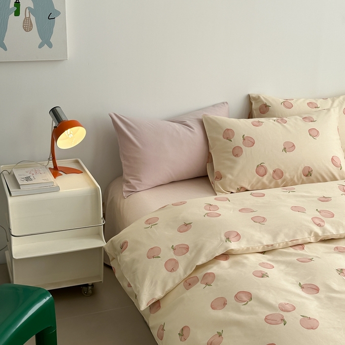 91家纺网 家纺一手货源 找家纺 棉眠 2024春季新款40支13070全棉卡通四件套 甜桃