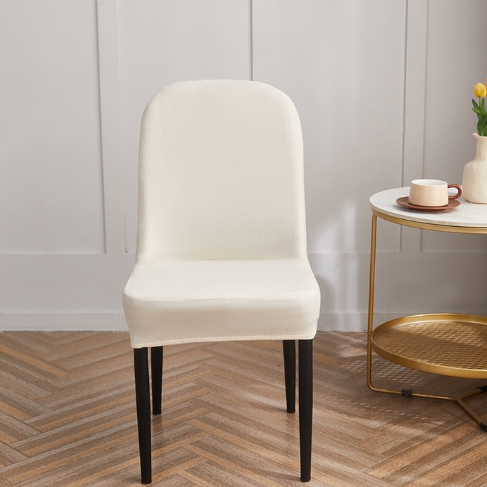 91家纺网 家纺一手货源 找家纺 丝绮鹿 2024新款毛绒纯色弧形椅子套 米白