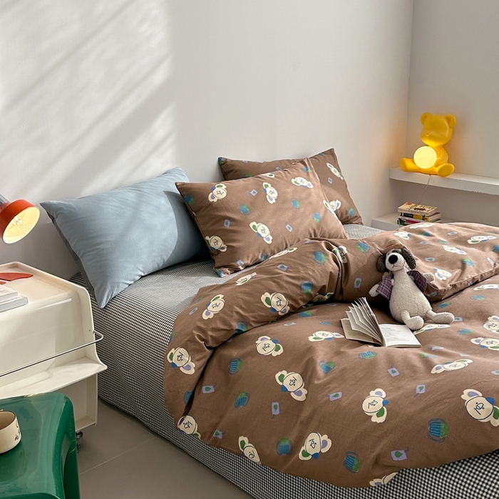 91家纺网 家纺一手货源 找家纺 棉眠 2024春季新款40支13070全棉卡通四件套 考拉