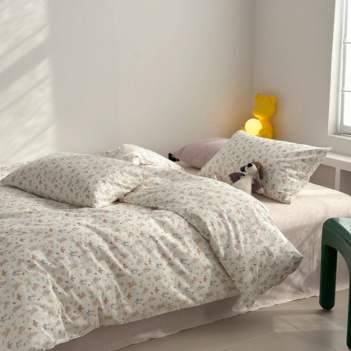 91家纺网 家纺一手货源 找家纺 棉眠 2024春季新款40支13070全棉卡通四件套 贵宾-白