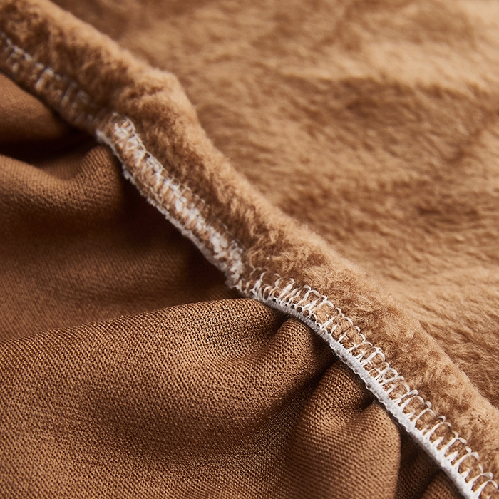 91家纺网 家纺一手货源 找家纺 丝绮鹿 2024新款毛绒纯色弧形椅子套 驼色