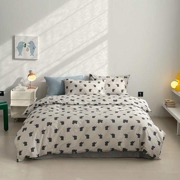 91家纺网 家纺一手货源 找家纺 棉眠 2024春季新款40支13070全棉卡通四件套 小象