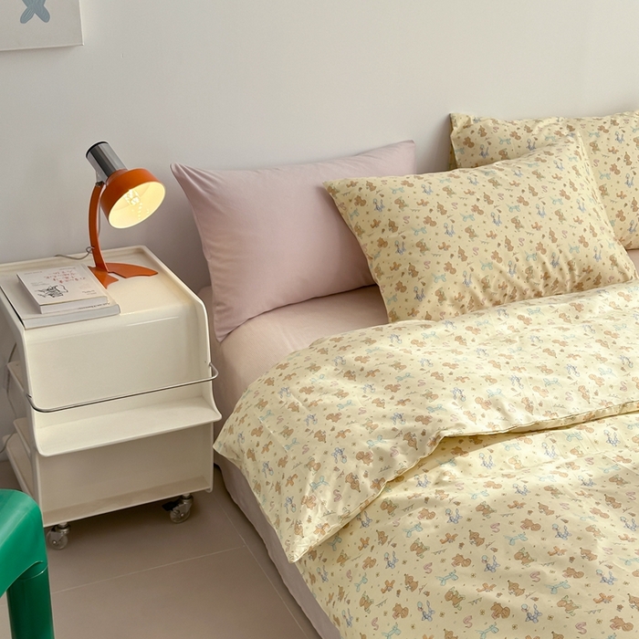 91家纺网 家纺一手货源 找家纺 棉眠 2024春季新款40支13070全棉卡通四件套 贵宾-黄