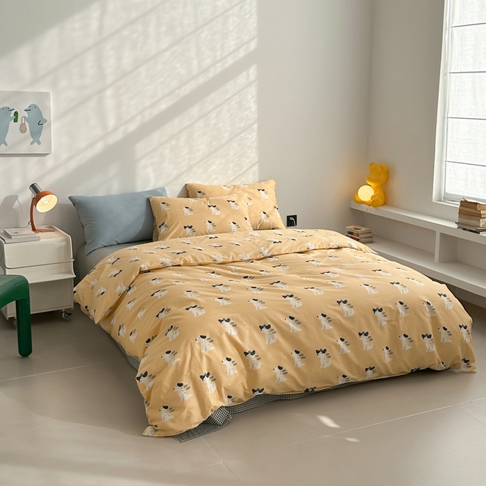 91家纺网 家纺一手货源 找家纺 棉眠 2024春季新款40支13070全棉卡通四件套 小狗波波