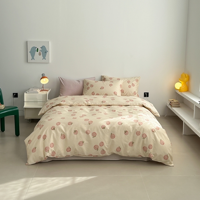 91家纺网 家纺一手货源 找家纺 棉眠 2024春季新款40支13070全棉卡通四件套 甜桃