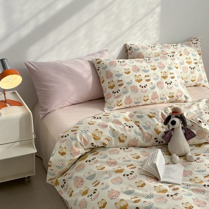 91家纺网 家纺一手货源 找家纺 棉眠 2024春季新款40支13070全棉卡通四件套 甜甜圈