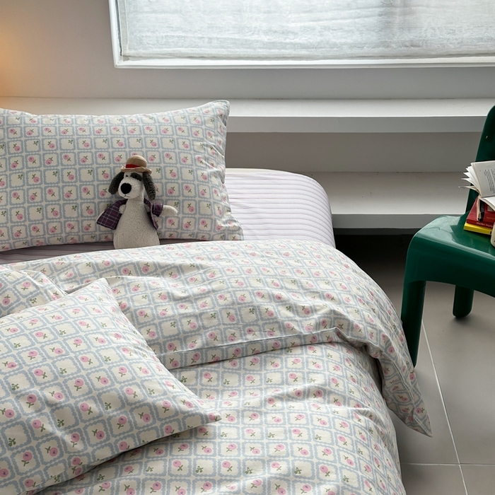 91家纺网 家纺一手货源 找家纺 棉眠 2024春季新款40支13070全棉卡通四件套 蜜夏-蓝