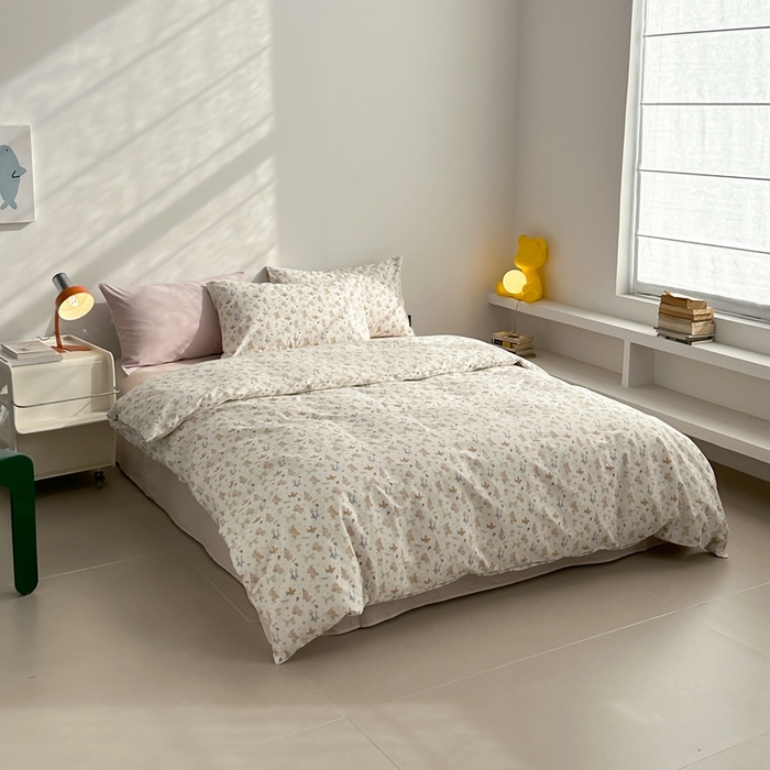 91家纺网 家纺一手货源 找家纺 棉眠 2024春季新款40支13070全棉卡通四件套 贵宾-白