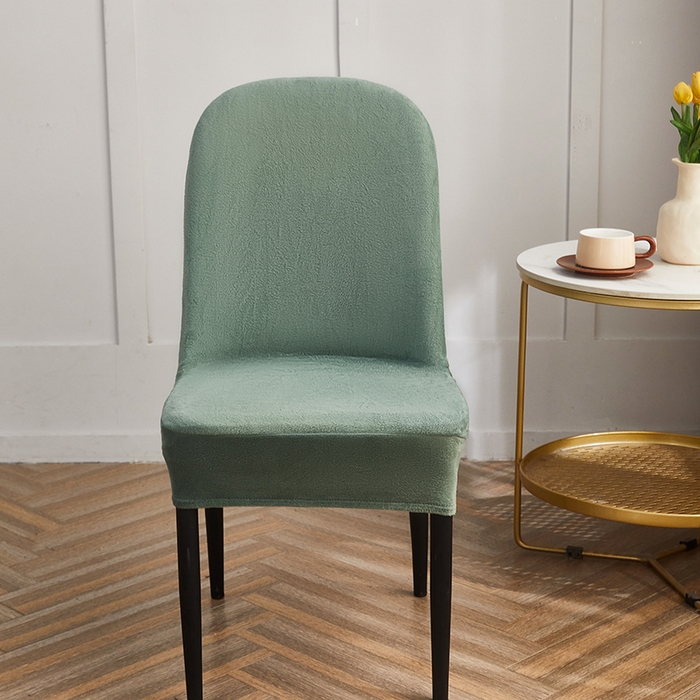 91家纺网 家纺一手货源 找家纺 丝绮鹿 2024新款毛绒纯色弧形椅子套 青色