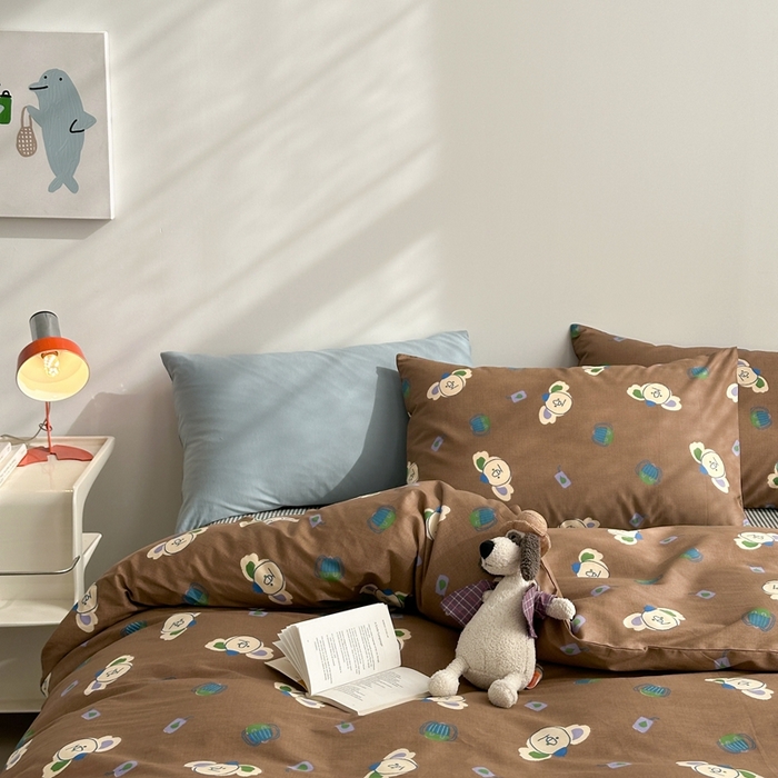 91家纺网 家纺一手货源 找家纺 棉眠 2024春季新款40支13070全棉卡通四件套 考拉