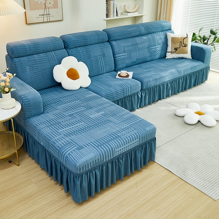 91家纺网 家纺一手货源 找家纺 （总）丝绮鹿 2024新款提花绒沙发套裙边款（幸福）