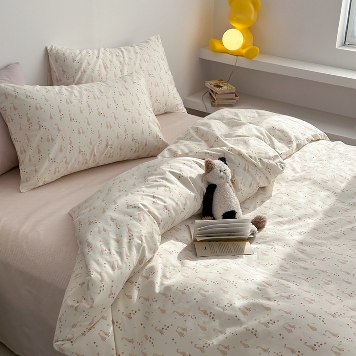 91家纺网 家纺一手货源 找家纺 棉眠 2024春季新款40支13070全棉卡通四件套 快乐丫丫