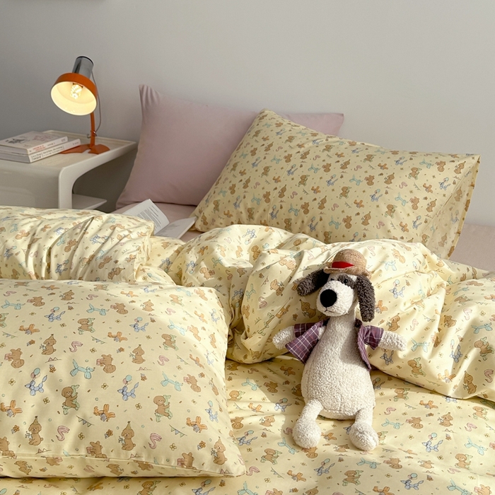 91家纺网 家纺一手货源 找家纺 棉眠 2024春季新款40支13070全棉卡通四件套 贵宾-黄