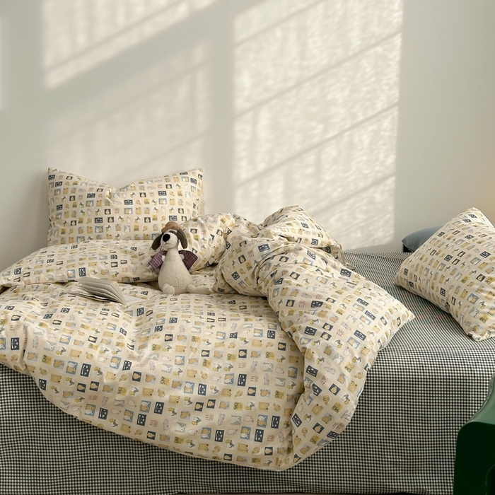 91家纺网 家纺一手货源 找家纺 棉眠 2024春季新款40支13070全棉卡通四件套 彼得兔