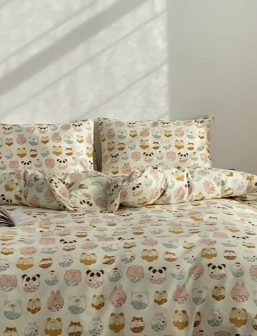 91家纺网 家纺一手货源 找家纺 棉眠 2024春季新款40支13070全棉卡通四件套 甜甜圈