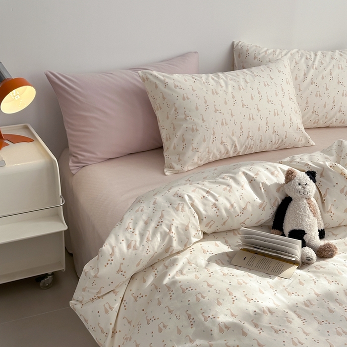 91家纺网 家纺一手货源 找家纺 棉眠 2024春季新款40支13070全棉卡通四件套 快乐丫丫