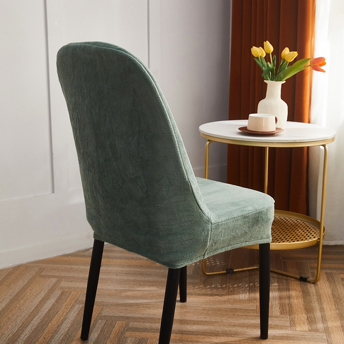 91家纺网 家纺一手货源 找家纺 丝绮鹿 2024新款毛绒纯色弧形椅子套 青色