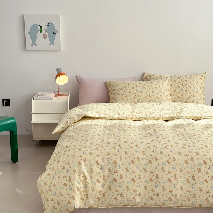 91家纺网 家纺一手货源 找家纺 棉眠 2024春季新款40支13070全棉卡通四件套 贵宾-黄