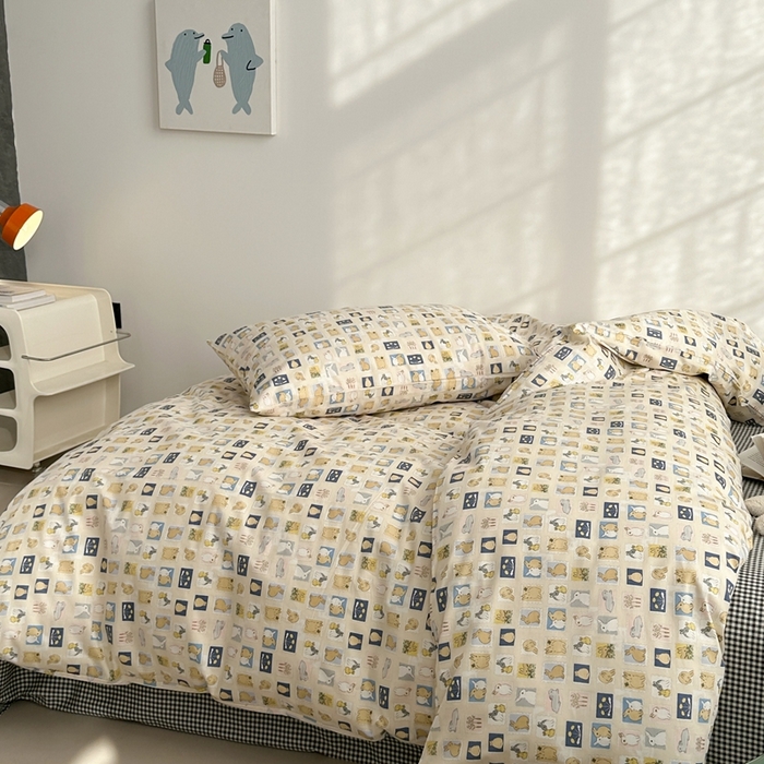 91家纺网 家纺一手货源 找家纺 棉眠 2024春季新款40支13070全棉卡通四件套 彼得兔