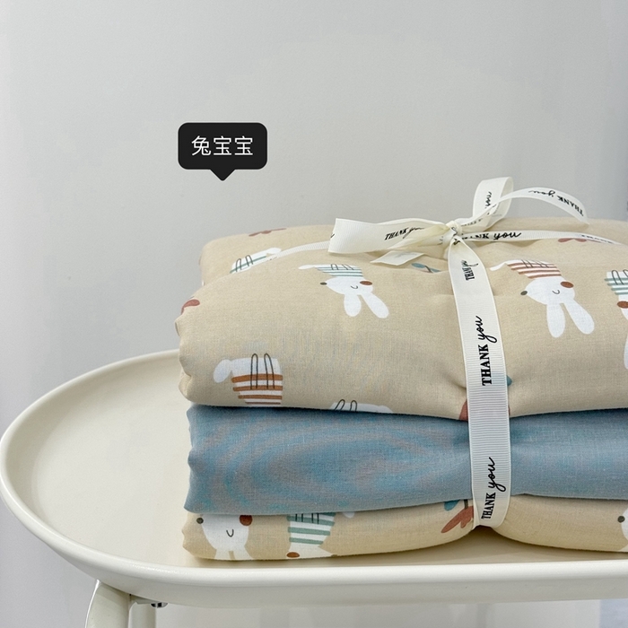 91家纺网 家纺一手货源 找家纺 安莱生活 2024新款高奢全棉新疆棉双层纱四件套 兔宝宝