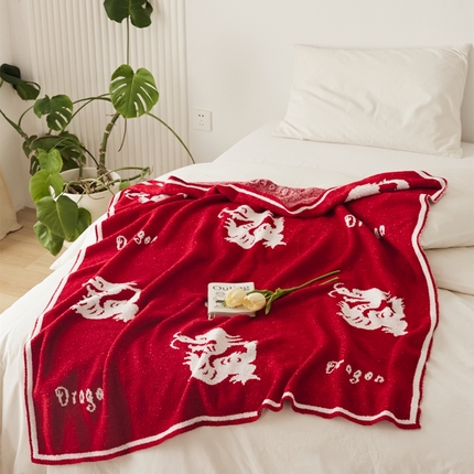 91家纺网 家纺一手货源 找家纺 暖绵绵 2025新款半边绒岁禧龙系列多功能盖毯 岁禧龙毯子