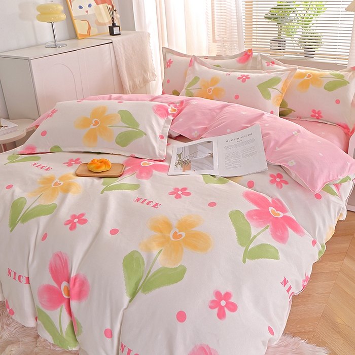 91家纺网 家纺一手货源 找家纺 北部居 2024新款加厚化纤四件套 花曼